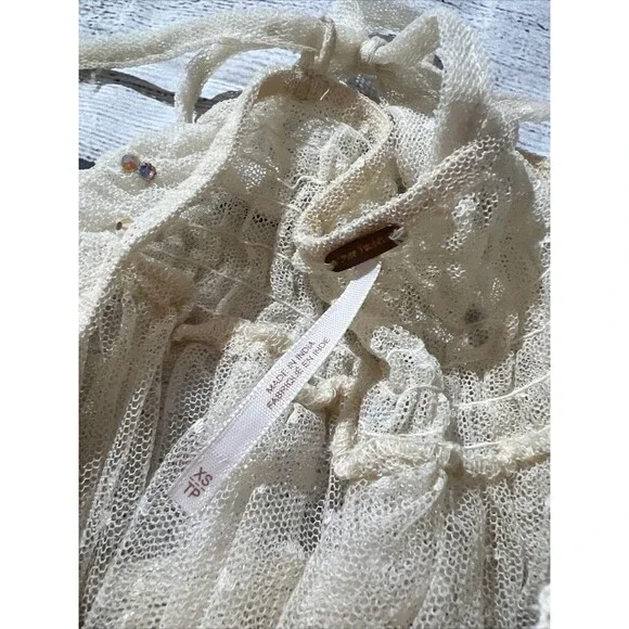 Rare Vintage Free People Say Hello to Heaven Lace Dots Crochet Slip Dress XS - Picture 5 of 13